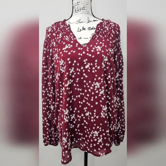 Dokotoo Tops - Dokotoo Women's Casual V Neck Alicia Smocked Long Sleeve Chiffon Blouse Size 2XL